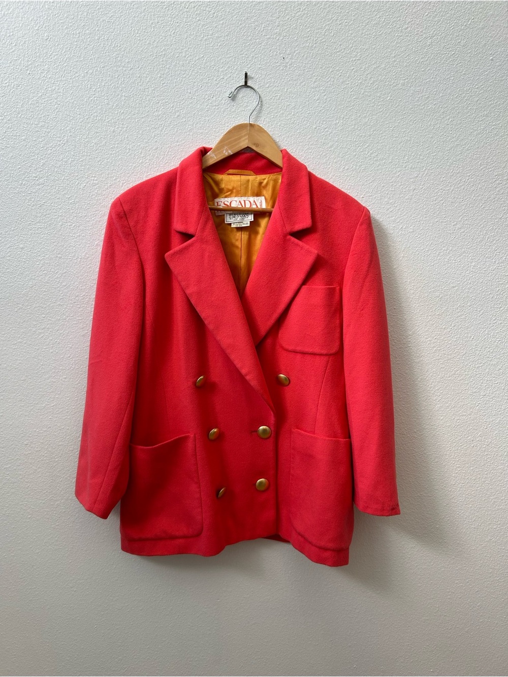ESCADA peach pink double breasted wool cashmere blazer